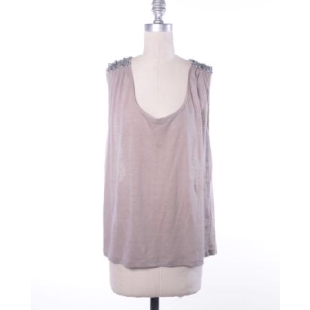 JOIE Beaded 'Nara' Embellished Shoulder Linen Tank